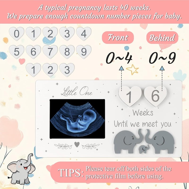 Edenseelake Sonogram Picture Frame with Countdown Weeks, 3x4 Ultrasound Picture Frames for Expecting Parents, Pregnancy Announcement Gender Reveal Party Gift - Image 4